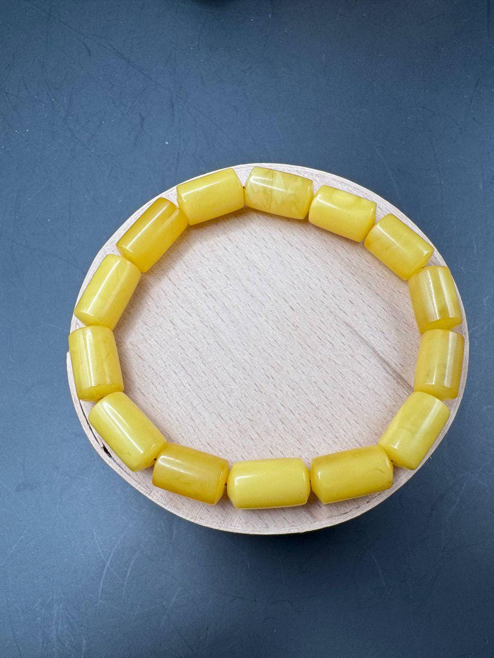 il_fullxfull.7517392431_k8gs.jpg Vintage Butterscotch Baltic Amber Bracelet, Barrel Beads, 11g