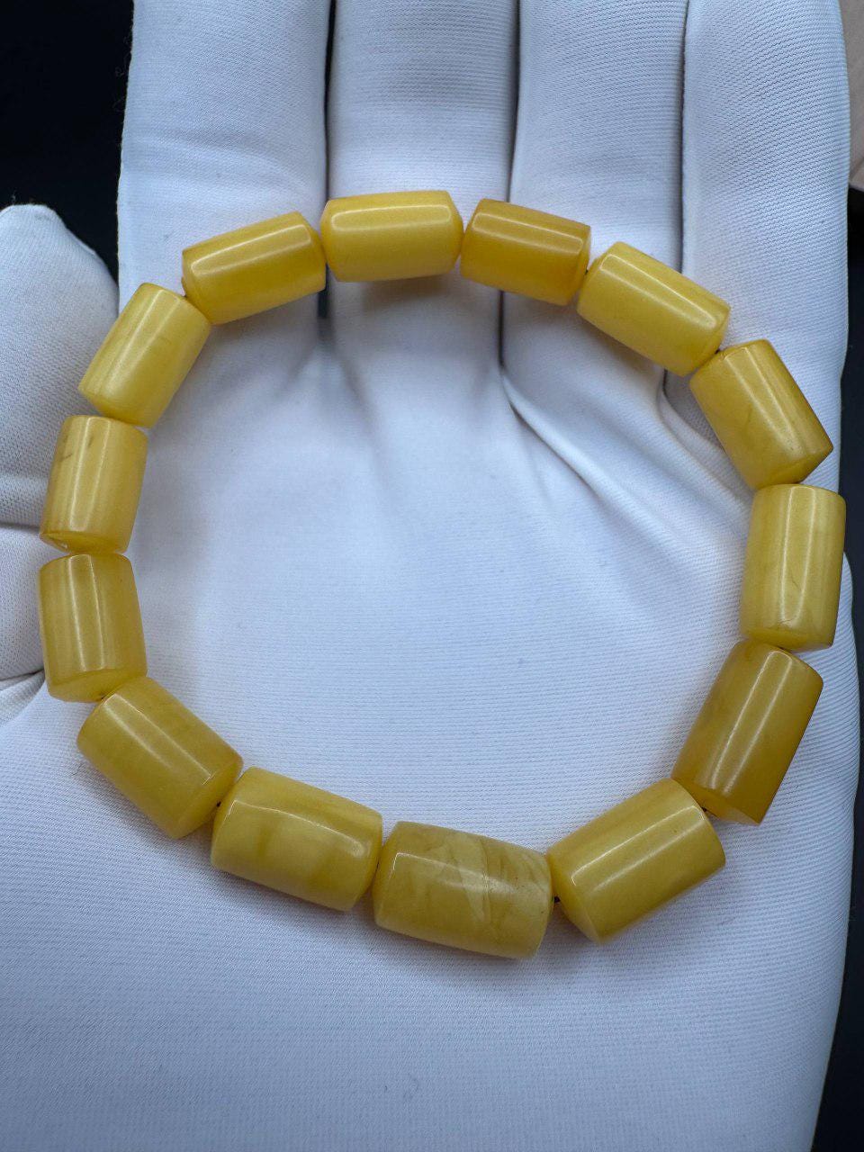 il_fullxfull.7517392441_5kzo.jpg Vintage Butterscotch Baltic Amber Bracelet, Barrel Beads, 11g