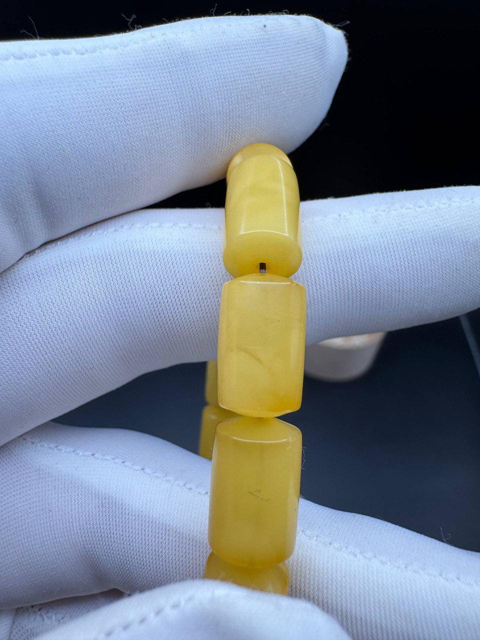 il_fullxfull.7517392451_8ywy.jpg Vintage Butterscotch Baltic Amber Bracelet, Barrel Beads, 11g