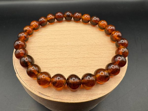 Natural Vintage Baltic Amber Bracelet, Honey Cognac Amber
