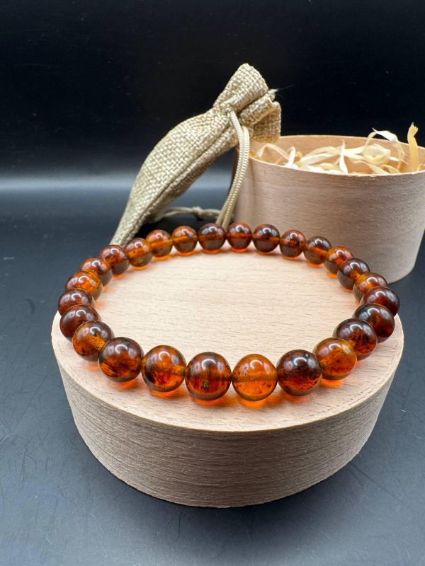 Natural Vintage Baltic Amber Bracelet, Honey Cognac Amber