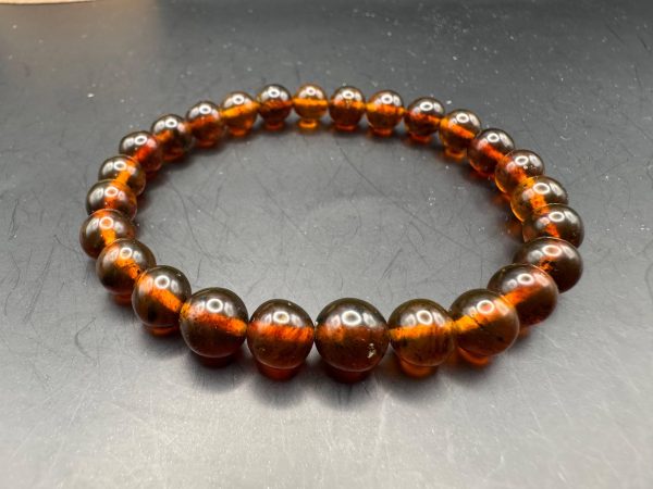 Natural Vintage Baltic Amber Bracelet, Honey Cognac Amber