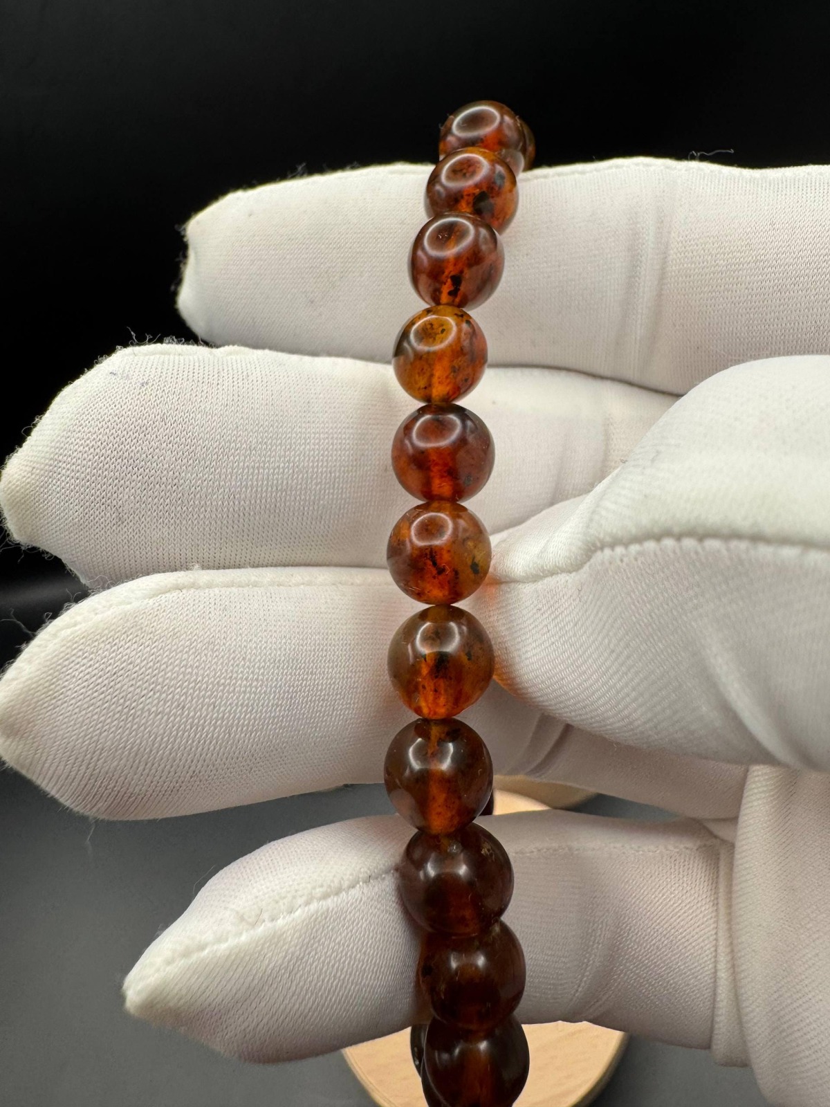 il_fullxfull.7591256345_btwe.jpg Vintage Honey Cognac Baltic Amber Bracelet, 8mm Beads, 7.5g