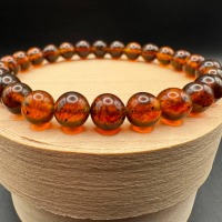 il_fullxfull.7591256347_jdt0.jpg Vintage Honey Cognac Baltic Amber Bracelet, 8mm Beads, 7.5g