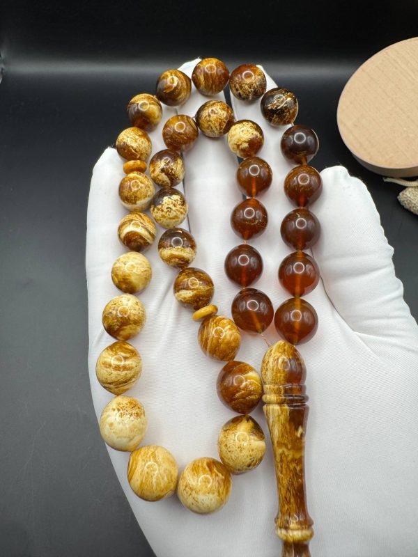 Baltic Amber Tasbih, 33-Bead Islamic Prayer Beads, Ramadan Gift