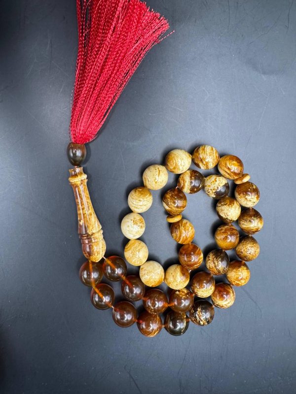 Baltic Amber Tasbih, 33-Bead Islamic Prayer Beads, Ramadan Gift