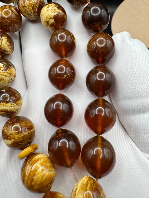 Baltic Amber Tasbih, 33-Bead Islamic Prayer Beads, Ramadan Gift