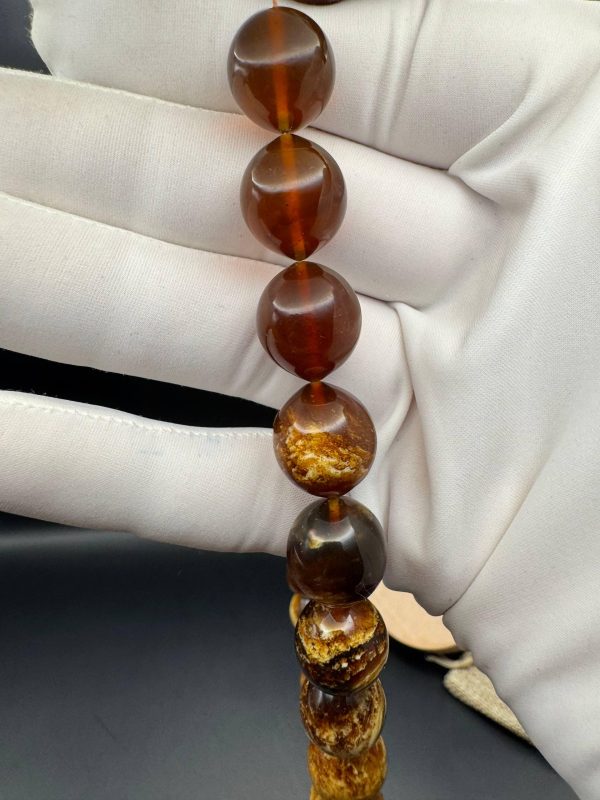 Baltic Amber Tasbih, 33-Bead Islamic Prayer Beads, Ramadan Gift