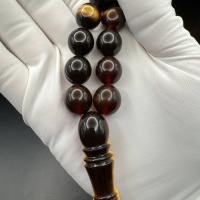 Pressed Baltic Amber Tasbih, 33 Beads, Honey Cognac, 62g