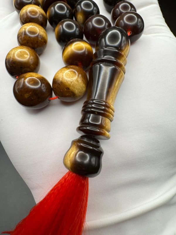 Pressed Baltic Amber Tasbih, Islamic Prayer Beads, 33 Beads