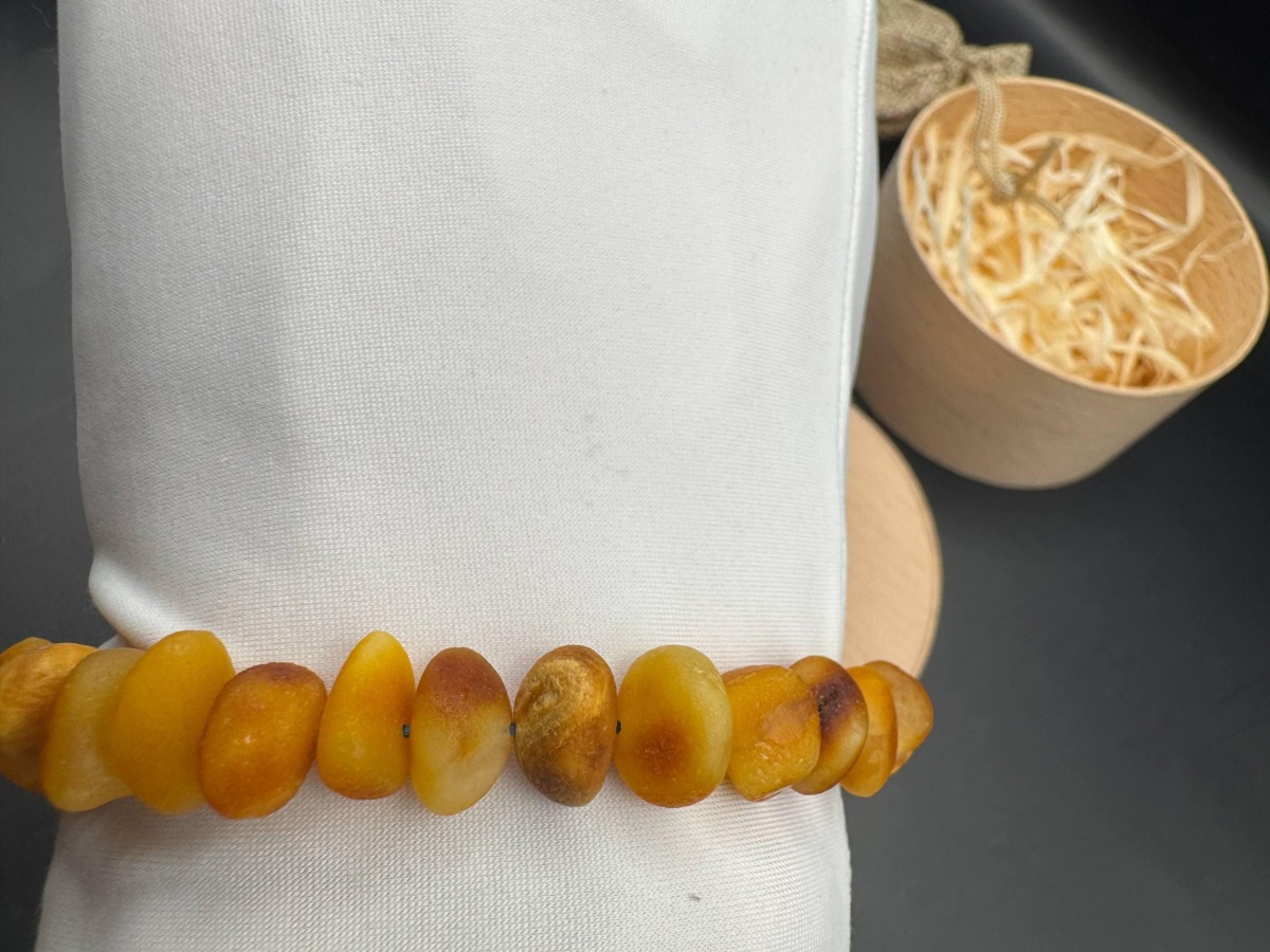 Raw Honey Baltic Amber Nugget Bracelet, 10g