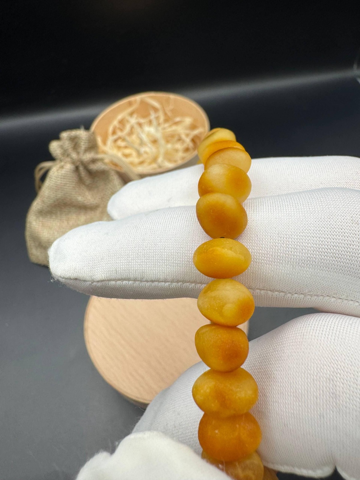 Honey Cognac Baltic Amber Bracelet, 7-9mm Beads, 8g