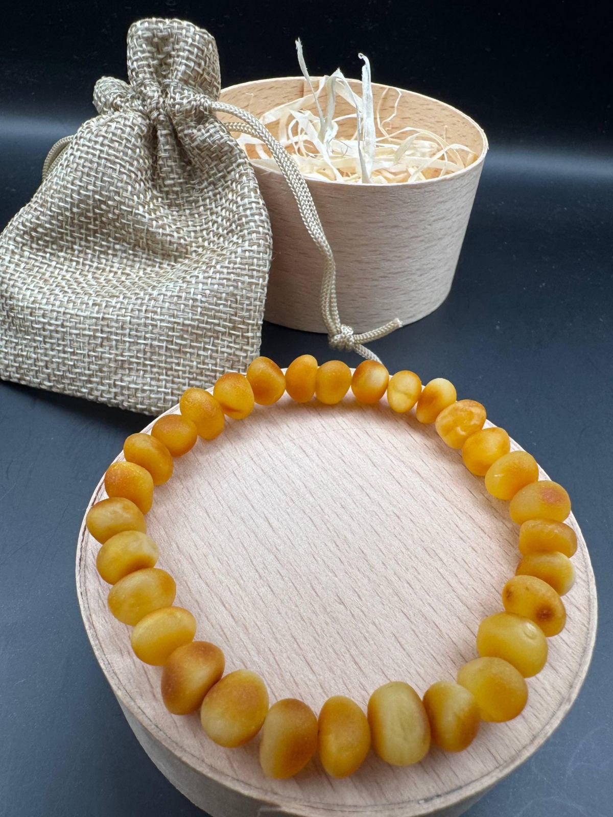 Honey Cognac Baltic Amber Bracelet, 7-9mm Beads, 8g