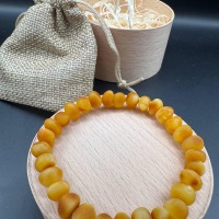 Honey Cognac Baltic Amber Bracelet, 7-9mm Beads, 8g