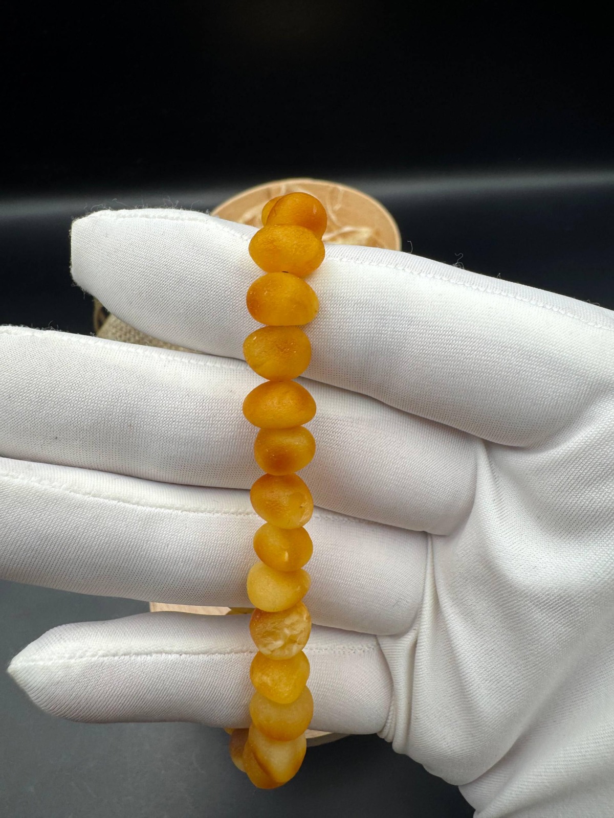 Honey Cognac Baltic Amber Bracelet, 7-9mm Beads, 8g
