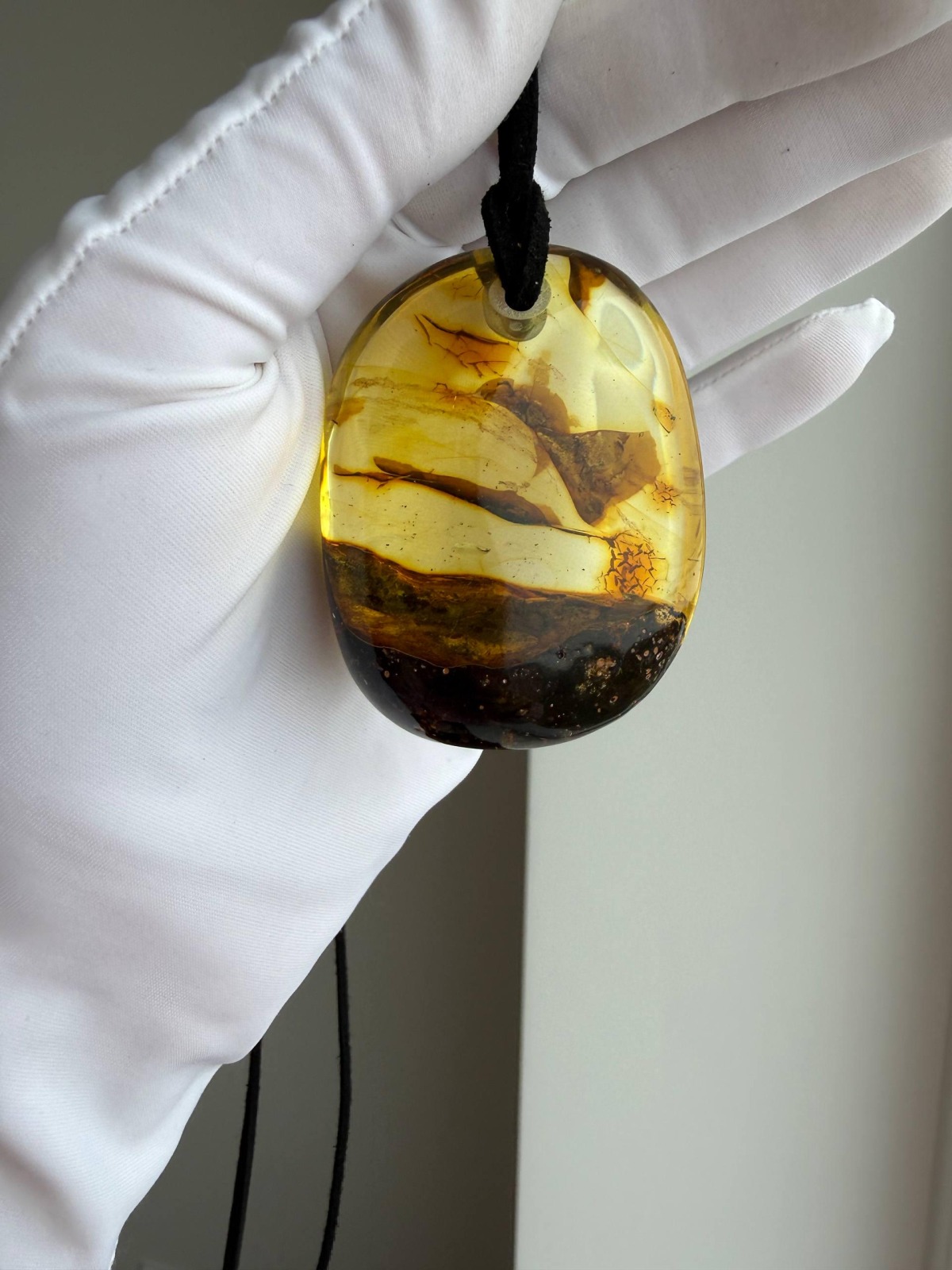 Large Cognac Honey Baltic Amber Pendant, Freeform, 32g