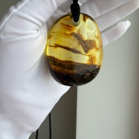 Large Cognac Honey Baltic Amber Pendant, Freeform, 32g