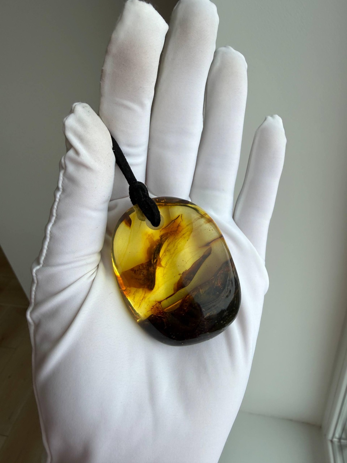Large Cognac Honey Baltic Amber Pendant, Freeform, 32g