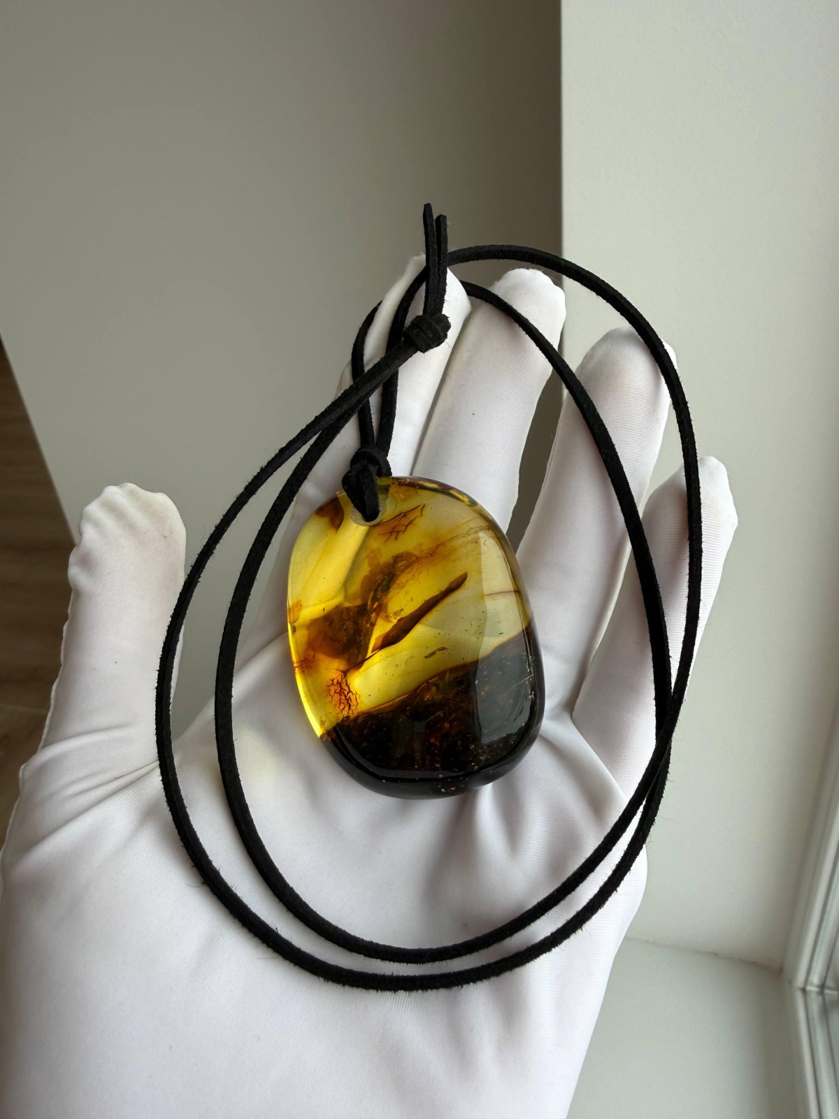 Large Cognac Honey Baltic Amber Pendant, Freeform, 32g