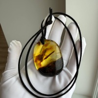 Large Cognac Honey Baltic Amber Pendant, Freeform, 32g