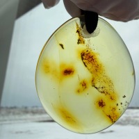Clear Honey Baltic Amber Teardrop Pendant, 44mm, 13g