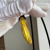 Clear Honey Baltic Amber Teardrop Pendant, 44mm, 13g