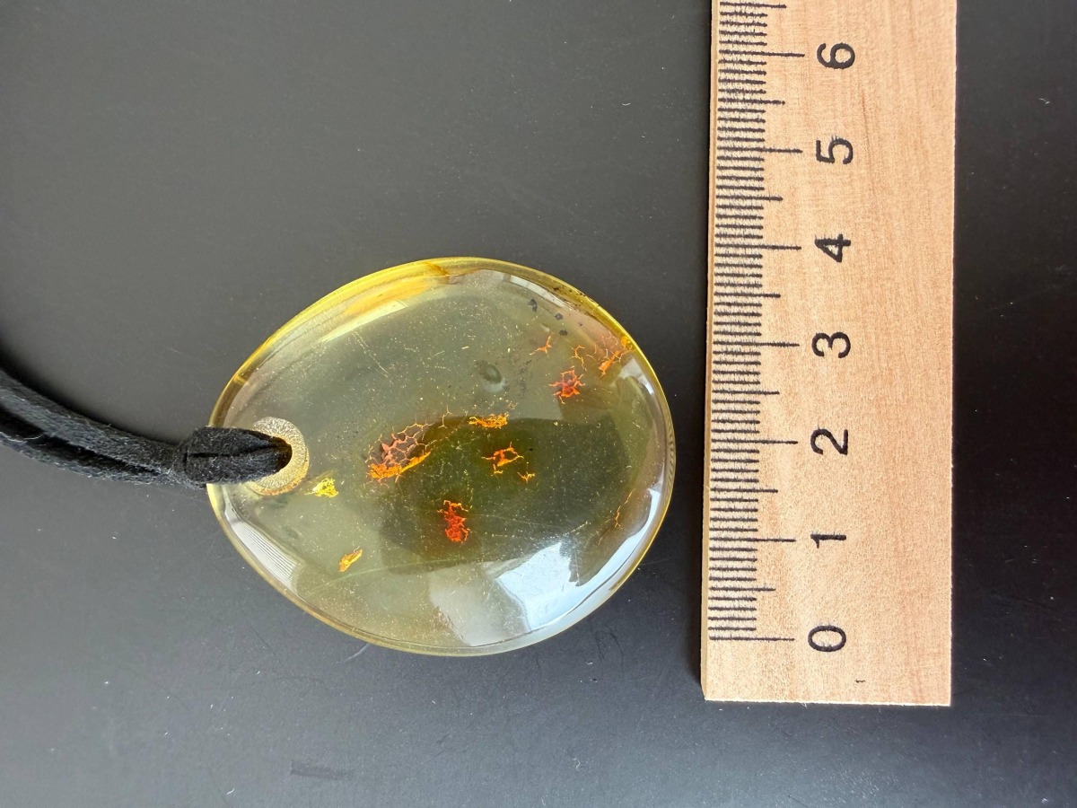 Clear Honey Baltic Amber Teardrop Pendant, 44mm, 13g