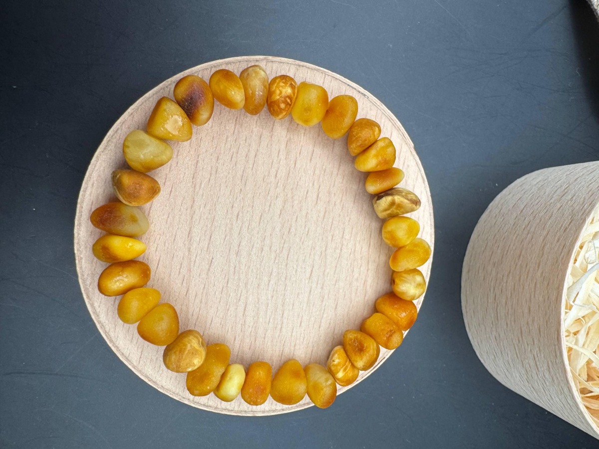 Raw Honey Baltic Amber Nugget Bracelet, 10g
