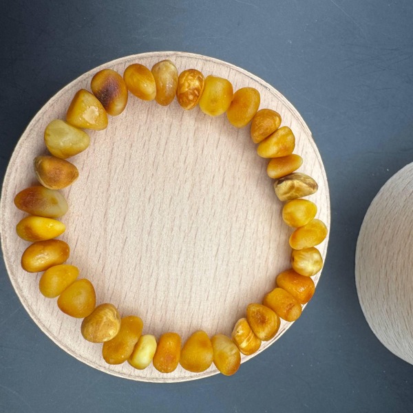 Raw Honey Baltic Amber Nugget Bracelet, 10g
