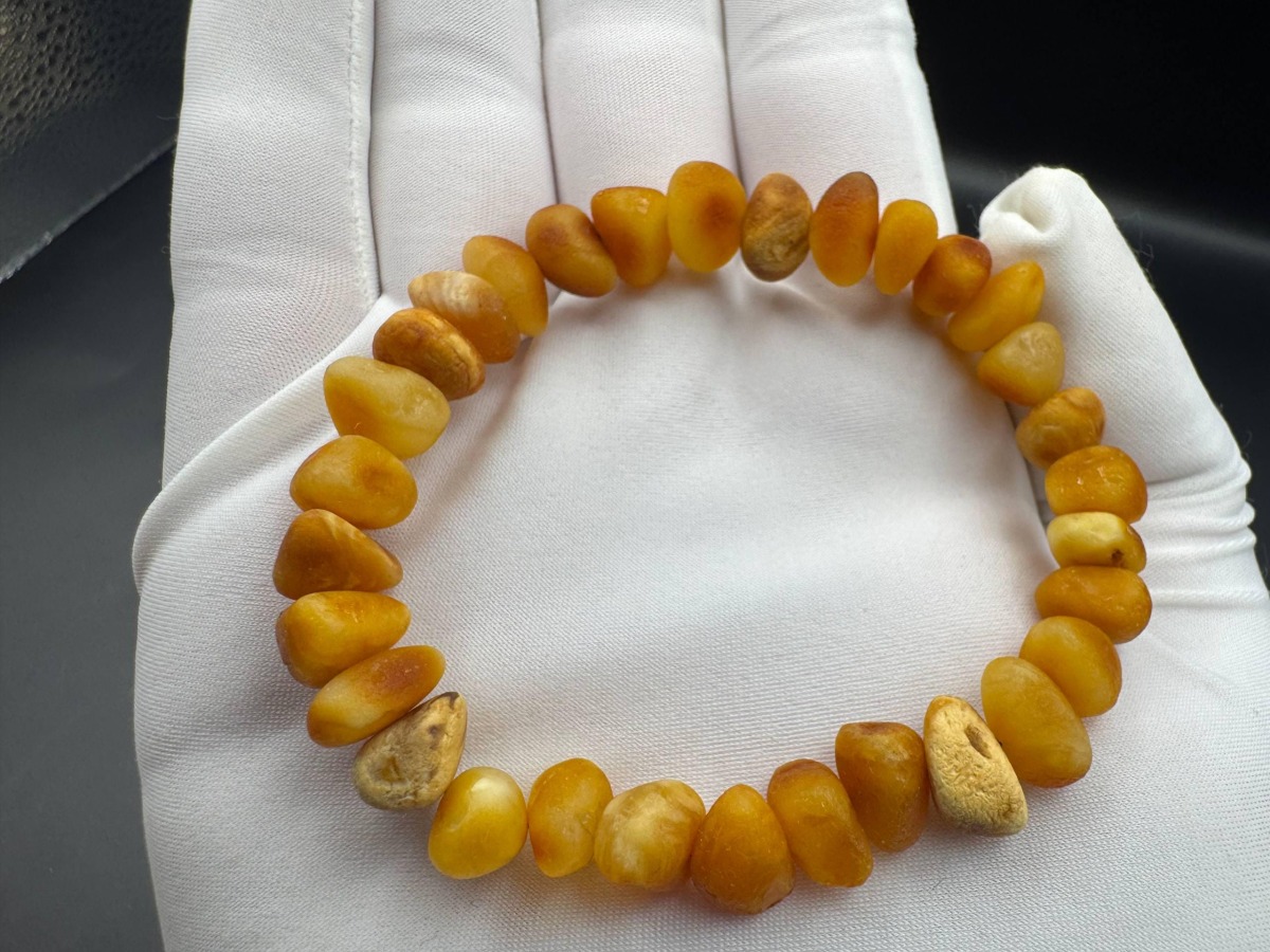 Raw Honey Baltic Amber Nugget Bracelet, 10g