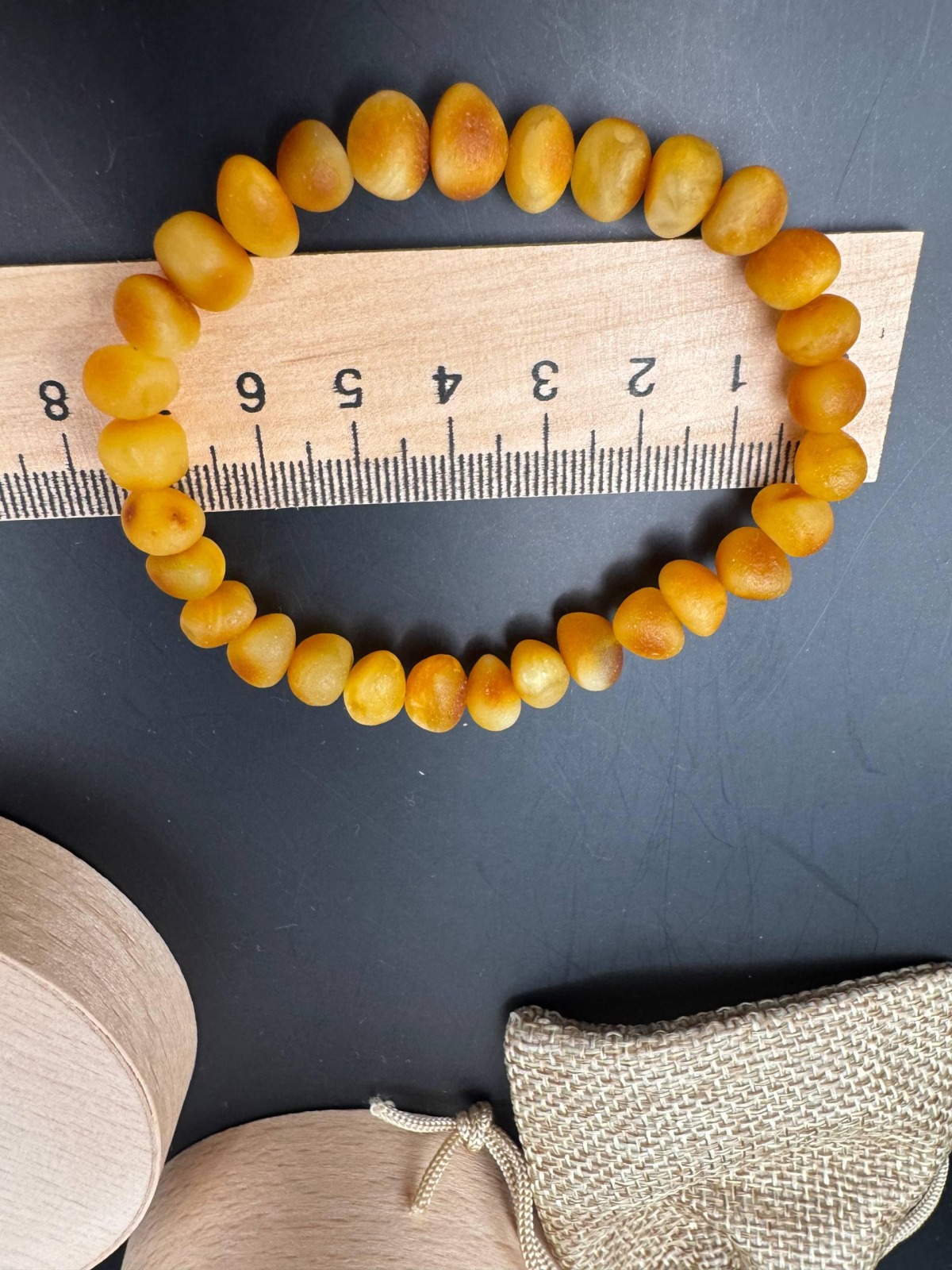 Honey Cognac Baltic Amber Bracelet, 7-9mm Beads, 8g