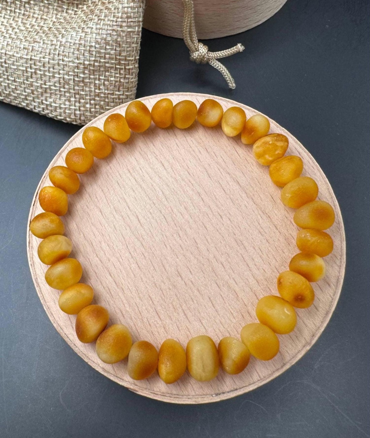 Honey Cognac Baltic Amber Bracelet, 7-9mm Beads, 8g