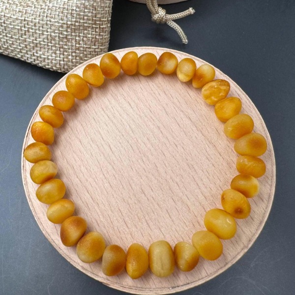 Honey Cognac Baltic Amber Bracelet, 7-9mm Beads, 8g