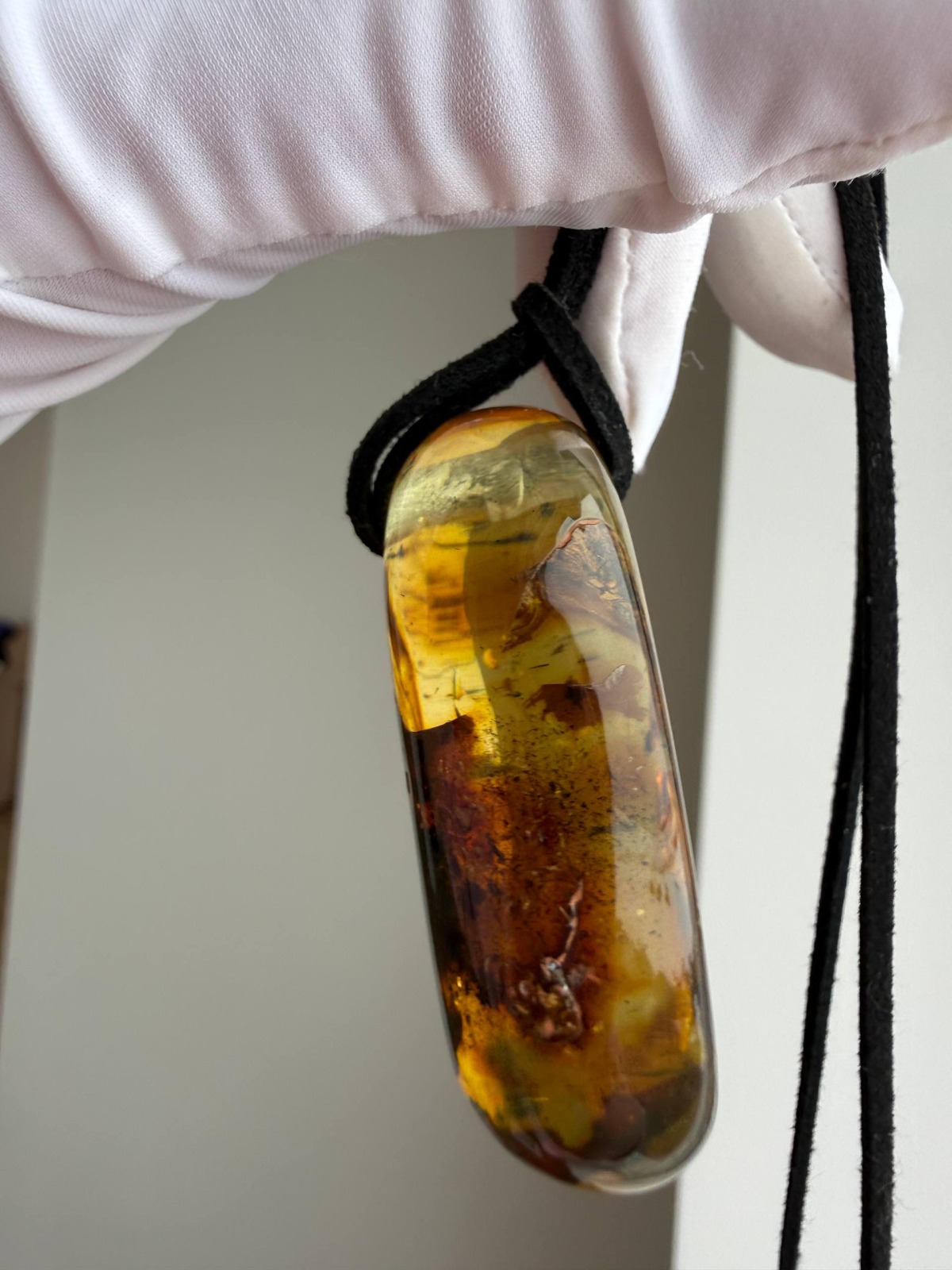 Large Baltic Amber Pendant with Insect Inclusion, 50mm