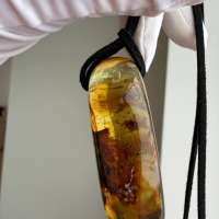 Large Baltic Amber Pendant with Insect Inclusion, 50mm