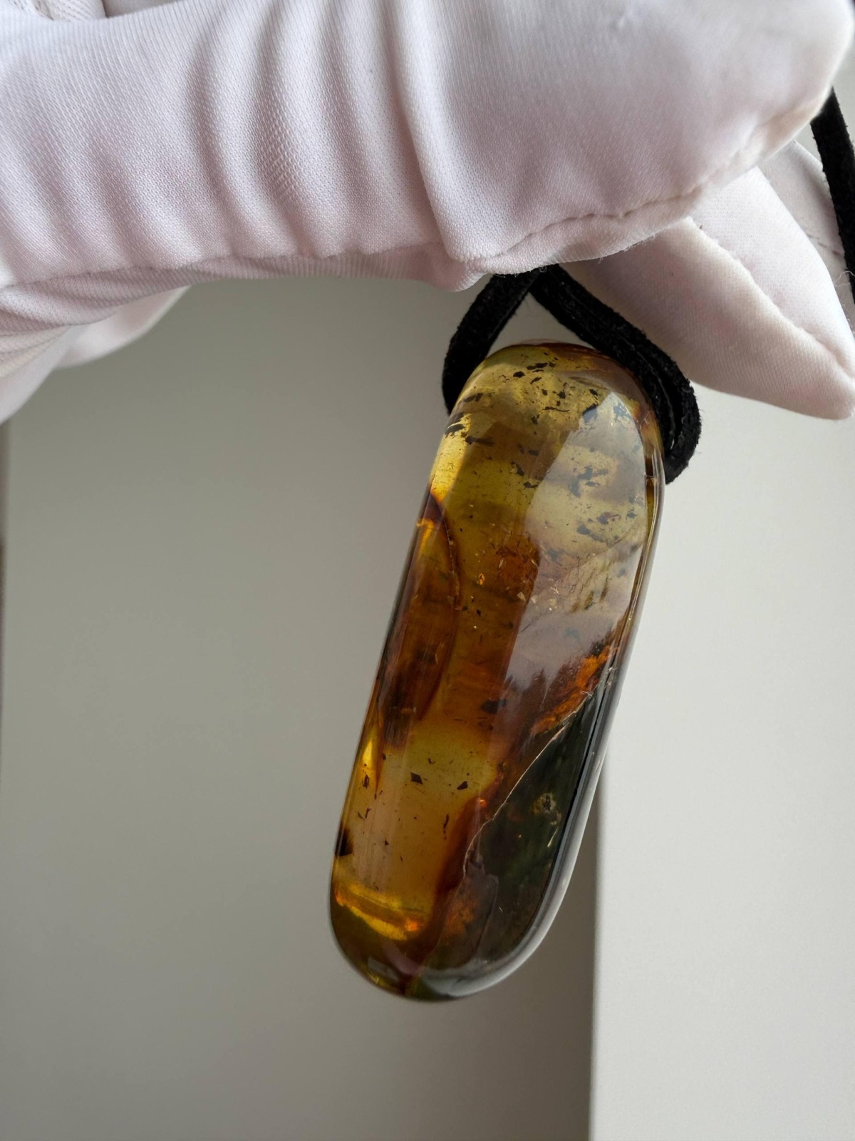 Large Baltic Amber Pendant with Insect Inclusion, 50mm