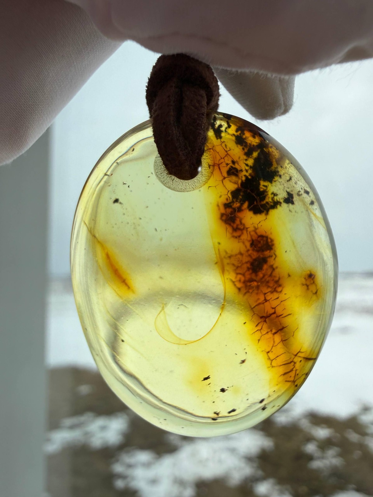 Golden Honey Landscape Baltic Amber Pendant, 9g