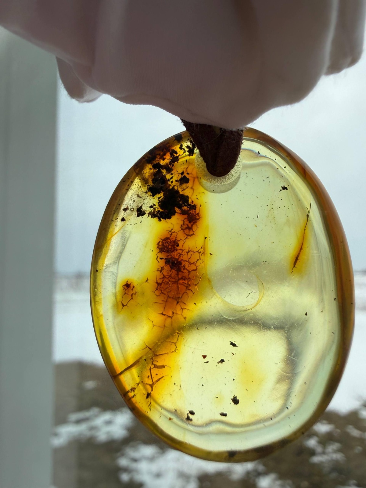 Golden Honey Landscape Baltic Amber Pendant, 9g