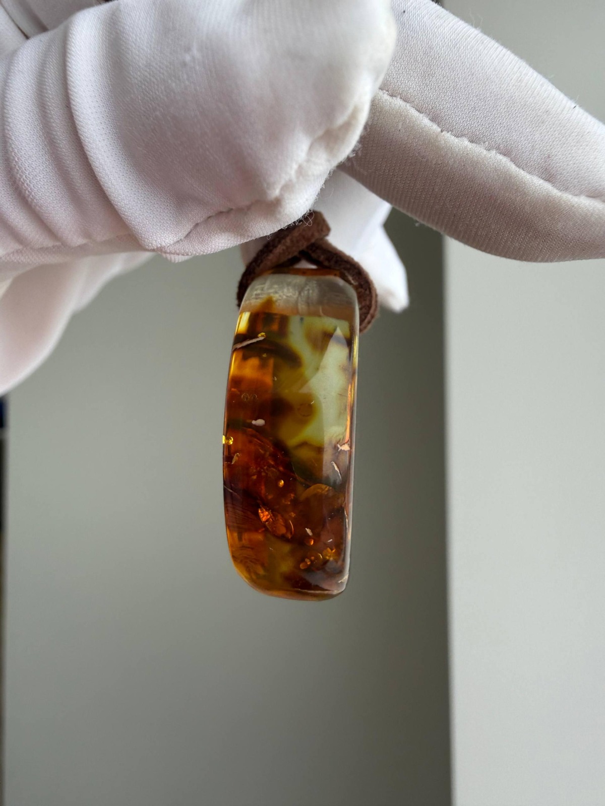 Round Disc Baltic Amber Pendant, Honey Cognac, 7g