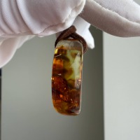 Round Disc Baltic Amber Pendant, Honey Cognac, 7g
