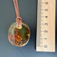 Round Disc Baltic Amber Pendant, Honey Cognac, 7g