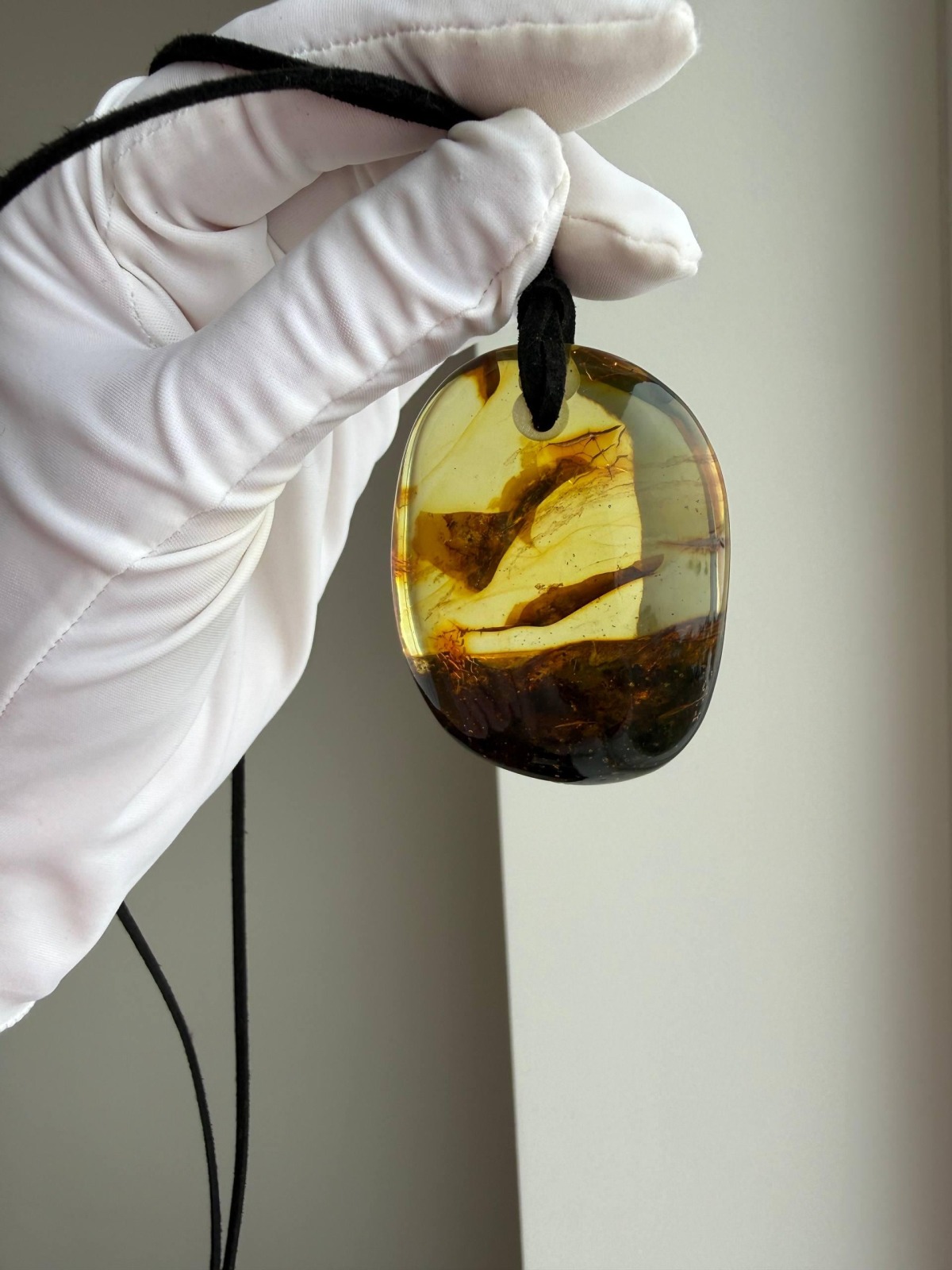 Large Cognac Honey Baltic Amber Pendant, Freeform, 32g