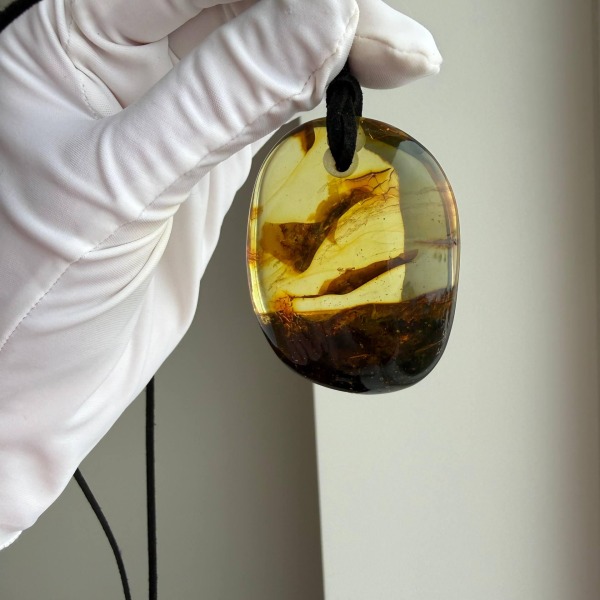 Large Cognac Honey Baltic Amber Pendant, Freeform, 32g