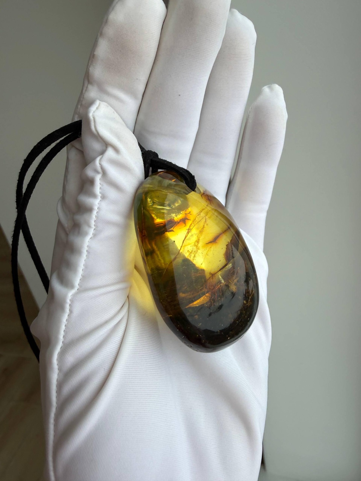 Large Cognac Honey Baltic Amber Pendant, Freeform, 32g