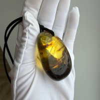 Large Cognac Honey Baltic Amber Pendant, Freeform, 32g
