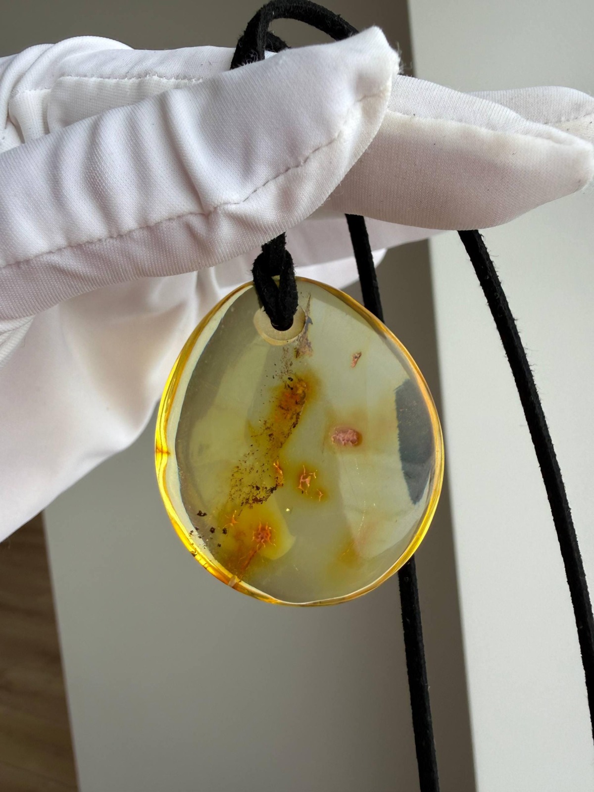 Clear Honey Baltic Amber Teardrop Pendant, 44mm, 13g