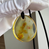 Clear Honey Baltic Amber Teardrop Pendant, 44mm, 13g
