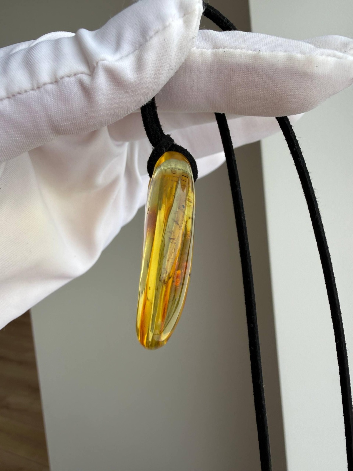 Clear Honey Baltic Amber Teardrop Pendant, 44mm, 13g