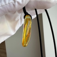 Clear Honey Baltic Amber Teardrop Pendant, 44mm, 13g