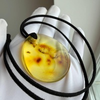 Clear Honey Baltic Amber Teardrop Pendant, 44mm, 13g